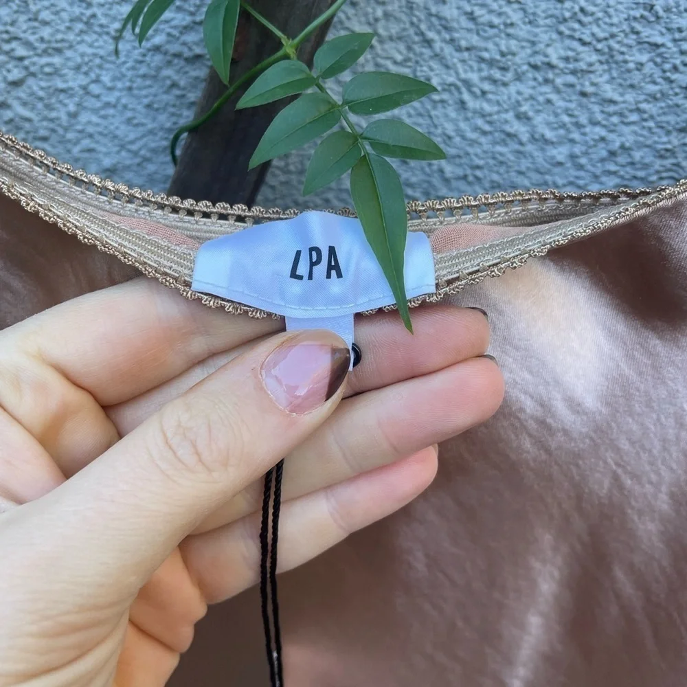 LPA Fringe Skirt Cream Satin Fringe Party Revolve S NWT - Picture 6 of 8